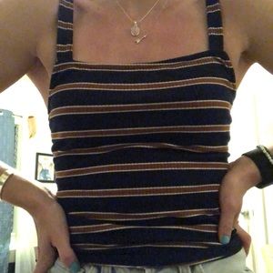 Blue & Brown Striped Tank Top